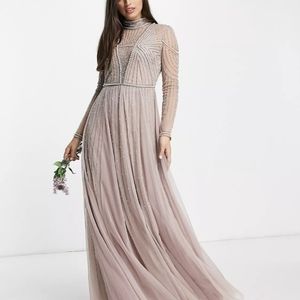 ASOS Pearl Embellished Tulle Maxi Dress